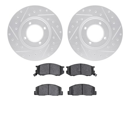 DYNAMIC FRICTION CO 7302-76043, Rotors-Drilled and Slotted-Silver with 3000 Series Ceramic Brake Pads, Zinc Coated 7302-76043